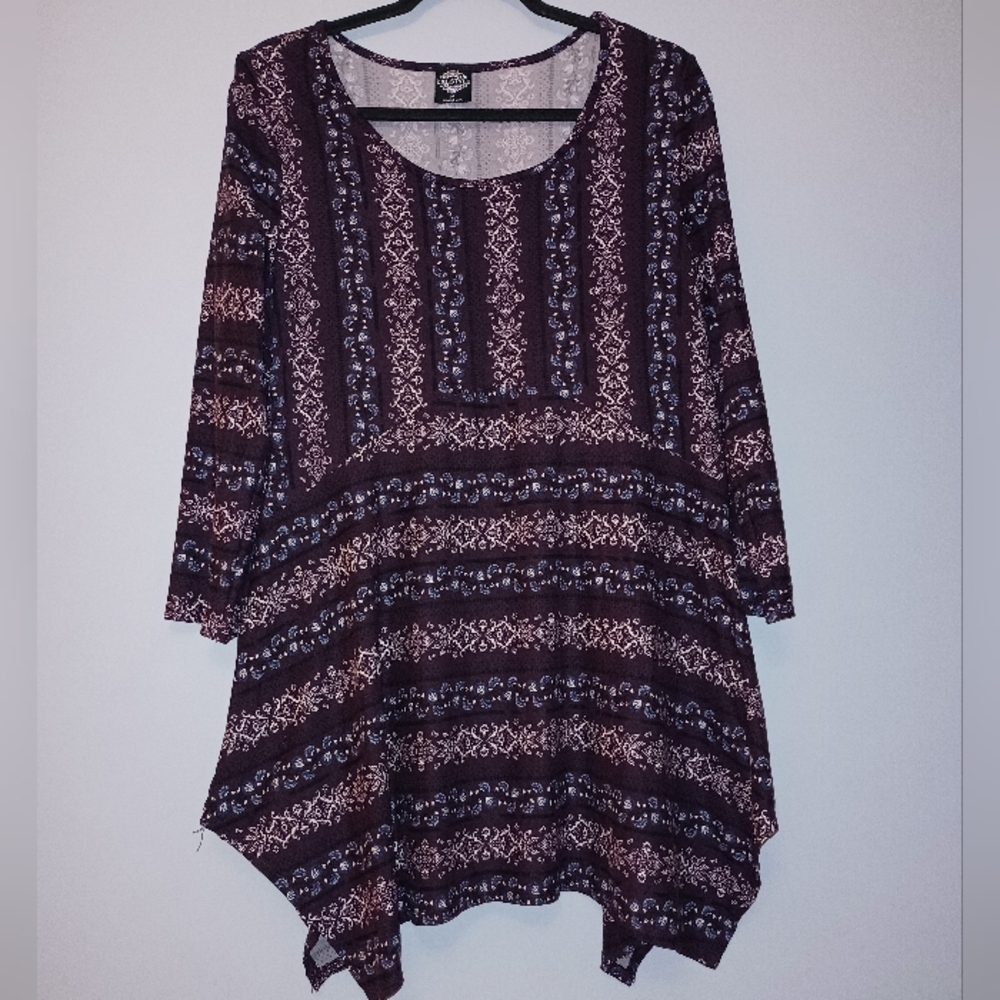 Cal Style Elegant Patterned Top Tunic M